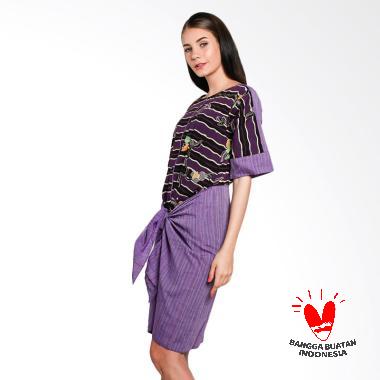 Lombang Batik by Yati Law Tenun Tali Ikat Dress - Ungu Tua