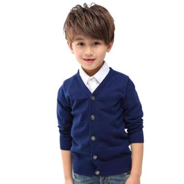 Cardigan Anak Cowok Leher V Wesley / V-Neck Boy Cardigan Teens - SWAN Navy