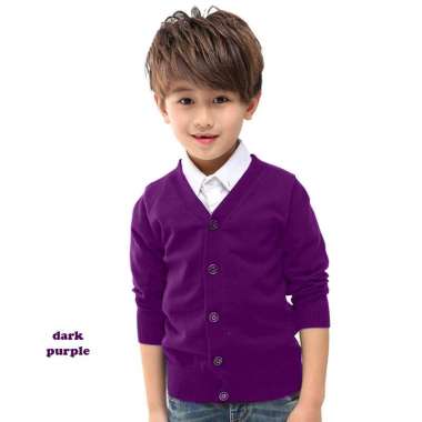 Cardigan Anak Cowok Leher V Wesley / V-Neck Boy Cardigan Teens - SWAN Ungu
