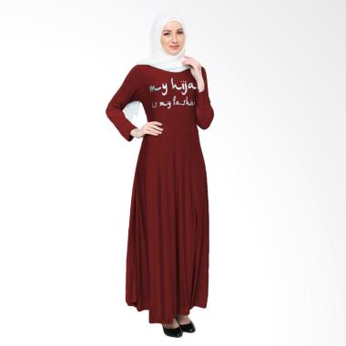 Jfashion Maxi Tangan Panjang Print ... Long Dress Gamis - Marun