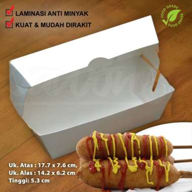 Dus Kotak Box Corn Dog - Corndog | PUTIH - POLOS (50 pcs)