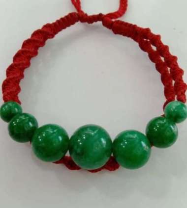 Gelang Batu Giok Tali macrame Red