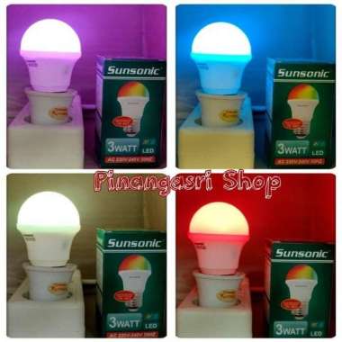 Lampu LED RGB Murah 3w 3 watt Bohlam 3watt Warna Warni SUNSONIC RGB 3w Warna Warni