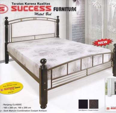 Ranjang Besi Tempat Tidur Besi Semi Kayu 160x200 cm CLASSIC Success