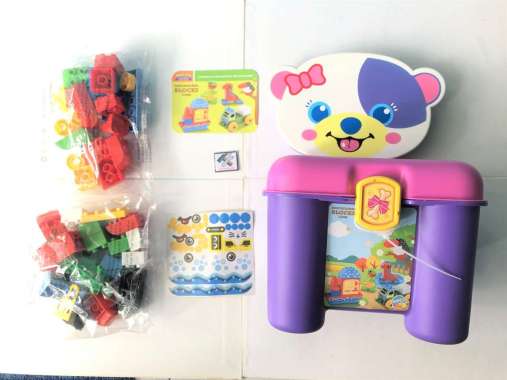 MAINAN KURSI ANAK EDUKASI BERUANG BETINA DAN BRICK LEGO KINGDOM BESAR RODA DAN RUMAH FUN LEARNING MA