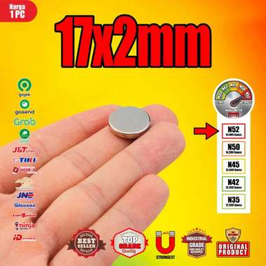 MAGNET NEODYMIUM SUPER STRONG KOIN BULAT 17x2mm - 17 x 2 mm N52