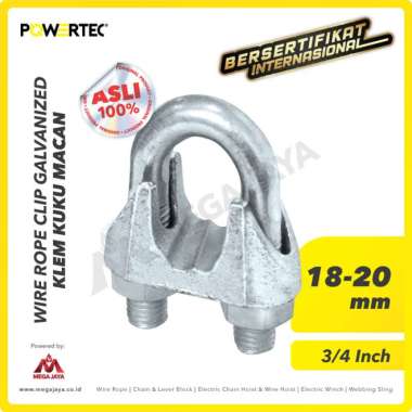 Wire Rope Clip - Klem Seling Kuku Macan Galv 18-20mm - 3-4" POWERTEC