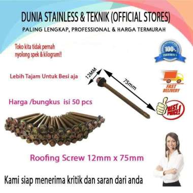 Roofing Screw Atau Ruping 12x75 /50pcs
