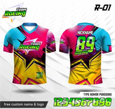 Jersey racing baju balap kaos motor MERAH MUDA XXXL