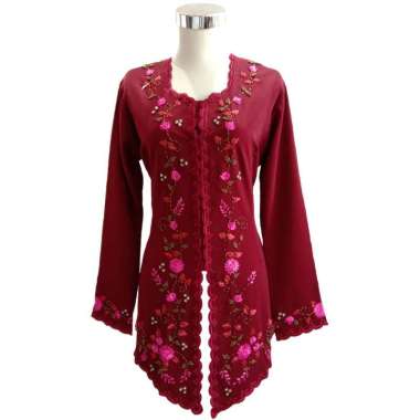 Kebaya Sifon Bunga Pita PROMO XL Marun