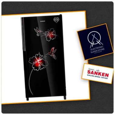 KULKAS 1 PINTU SANKEN SK-G185H DIAMOND TEMPERED GLASS DOOR SUPER LOW WATT DIRECT COOLING