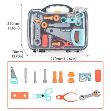 TRIPLEDI Mainan Anak Alat Perkakas Pertukangan Repair Tool Set Gergaji Palu Edikatif Kids Toys Kado 