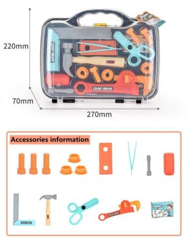 TRIPLEDI Mainan Anak Alat Perkakas Pertukangan Repair Tool Set Gergaji Palu Edikatif Kids Toys Kado 