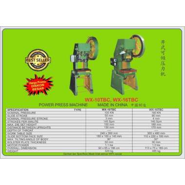 Mesin Pon 10 Ton Power Bench Press Stamping Machine Importir - WX10TBC