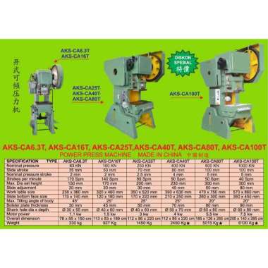 Mesin Pon 6,3 Ton Power Press Machine Importir - CA6,3T