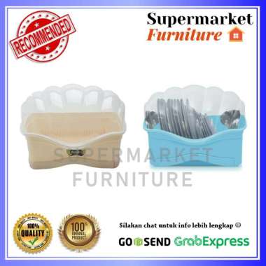 Rovega Shella Rak Piring Plastik Dapur Dengan Tutup Gelas Mangkok Sendok Garpu SDR800 CREAM