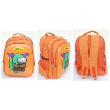 Tas Ransel Sekolah Embos BT21 & Among Us Untuk Anak TK SD Produk Lokal Orange
