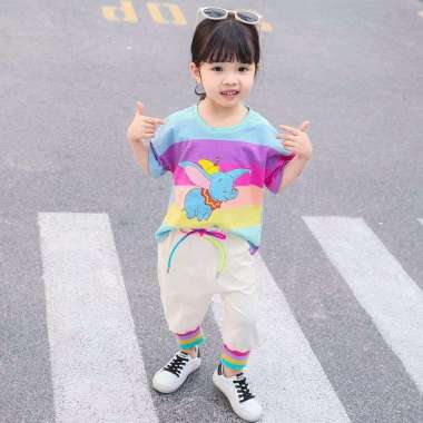 SETELAN STREET ANAK PEREMPUAN IMPORT LUCU BAHAN setelan baju anak cewek kaos celana panjang kaos pel
