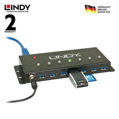 LINDY 43128 7 Port USB 3.0 Metal Hub 5Gbps