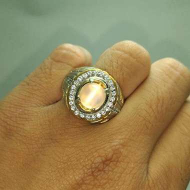 batu Cincin Moonstone cate Eye Mata Kucing Biduri bulan kristal