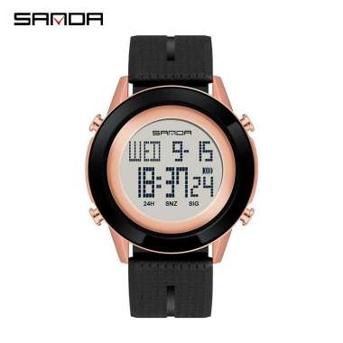 Jam Tangan Digital SANDA 6026 Pria Wanita Sport EL Backlight Tali Silikon Anti Air 3BAR