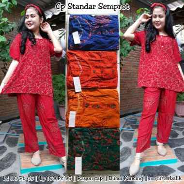 SETELAN CELANA PANJANG CAP SEMPROTAN ONE SET BAJU DAN CELANA WANITA PIYAMA HOME WEAR multiwarna Semu