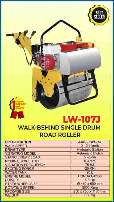 Tandem Road Roller Single Drum Engine Honda GX160 5.5 Hp - LW107J