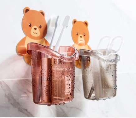 Tempat Sikat Gigi Odol Bear Beruang Rak Alat Holder Kamar Mandi Lucu