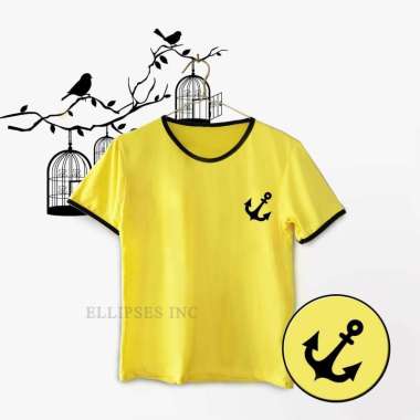 ELLIPSESINC Ringer Tee Wanita Jangkar L Kuning