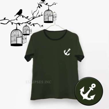 ELLIPSESINC Ringer Tee Wanita Jangkar L Army