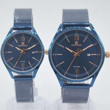 Jam Tangan Couple NAVIFORCE ORIGINAL Rantai Pasir Fitur Tanggal Aktif Waterproof Jam Tangan Casual J