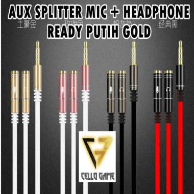 Kabel Aux MIC PUTIH Audio & Mic Splitter 3.5Mm 1 Female To 2 SPLITTER Multicolor