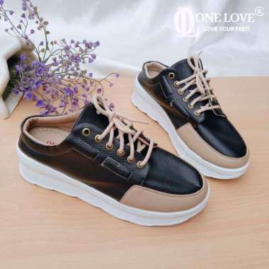 BERGARANSI,Sepatu Sneakers Wedges Wanita Original Branded One Love Hak Tinggi 4cm Kulit Sintetis Ant