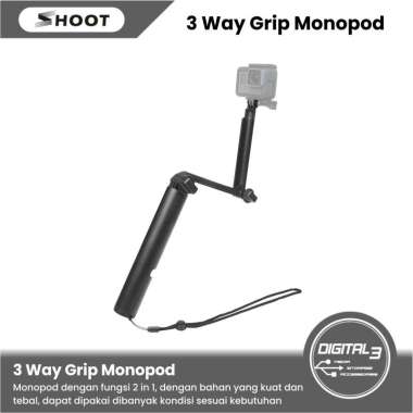 Shoot 3 Way Monopod Tongsis Selfie Stick Action Camera Gopro XTGP-456