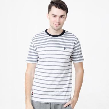 Osella Men Stripe T-Shirt Atasan Pria - White Grey