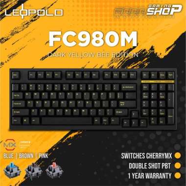 Leopold FC980M Dark Yellow Bee Edition Mechanical Gaming Keyboard BLUE SWITCH