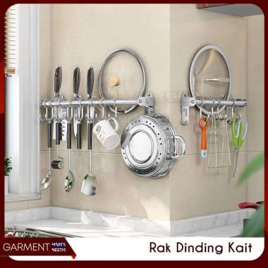 Rak Dapur Tempel Dinding Tempat Alat Dapur Stainless Steel Minimalis 2 TIANG