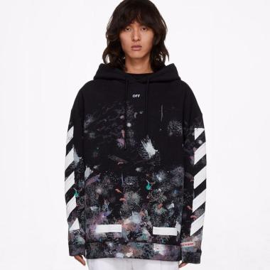 Off White Galaxy Jaket Hoodie Pria - Black
