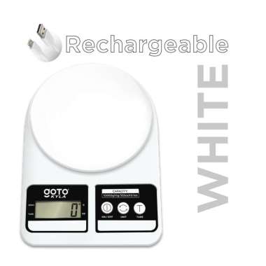 Goto Kyla Kitchen Scale Timbangan Bumbu Dapur Kue Digital Charge LED Rechargeable White