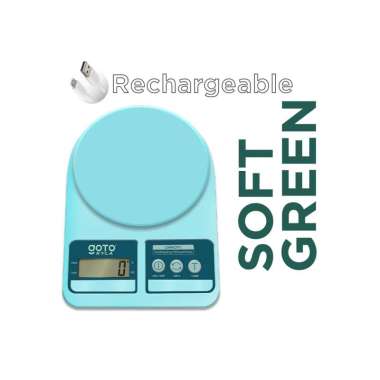 Goto Kyla Kitchen Scale Timbangan Bumbu Dapur Kue Digital Charge LED Rechargeable Soft Green