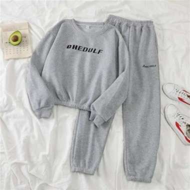 Chedulf Set Sweater Pants Bahan Flecee 