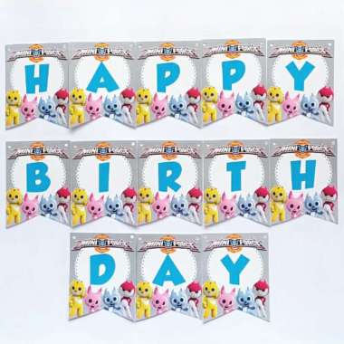 banner flag bunting flag garland flag ulang tahun happy birthday karakter mini force MINI FORCE mini