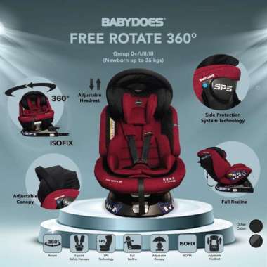 BabyDoes CH 8749 Free Rotate 360 Car Seat red