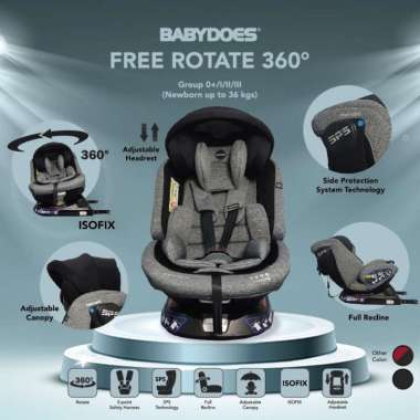 BabyDoes CH 8749 Free Rotate 360 Car Seat grey