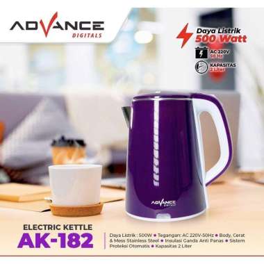 Advance AK-182 Electric Kettle 2 LIter Teko Listrik AK182 Ungu