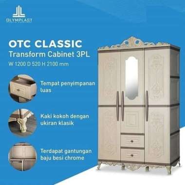 Olymplast OTC 3PL Classic Lemari Pakaian Baju Plastik 3 Pintu Gantung