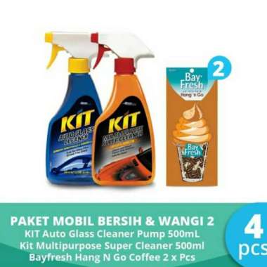 Paket Pembersih Pewangi Mobil 2 Kit Auto Glass Cleaner Kit & Bay Fresh