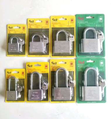 Gembok GLT ( Galantino) / STEELE Padlock Putih Stainless Krom untuk kunci Pintu & pagar Rumah Ukuran