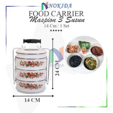 Nokida Food Carrier Panda Maspion / Rantang Nasi / Susun / Enamel / Rantang Tenong / Rantang 2 Susun