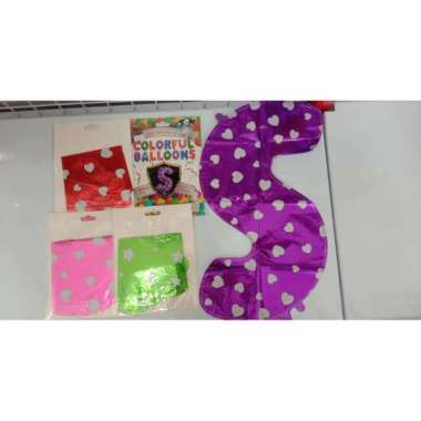 BALON HURUF "S" PULKADOT / balon huruf / balon ultah / ulang tahun